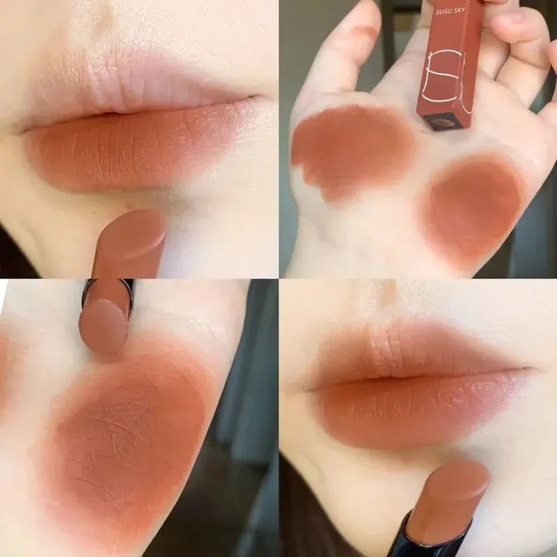 TX010 Thin Tube Matte Lipstick - Waterproof Sweatproof Long-Lasting Lip & Cheek Color Makeup