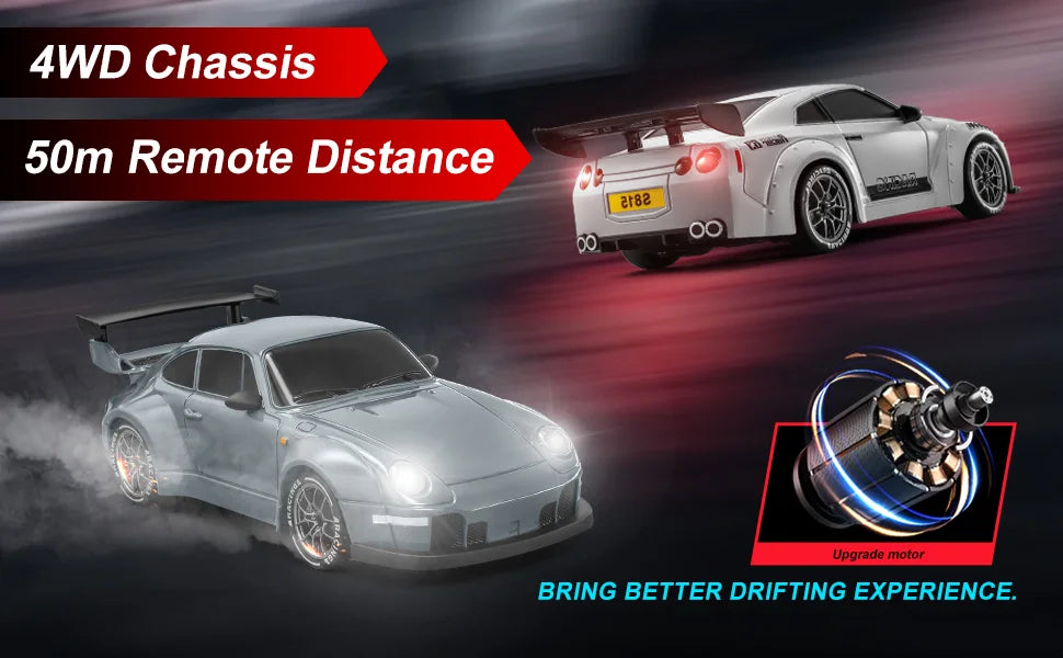 New 1:24 High-Speed RC Drift Car — 20KM/H 4WD Remote Control Racing Vehicle with Replaceable Tires, Competition Toy for Kids