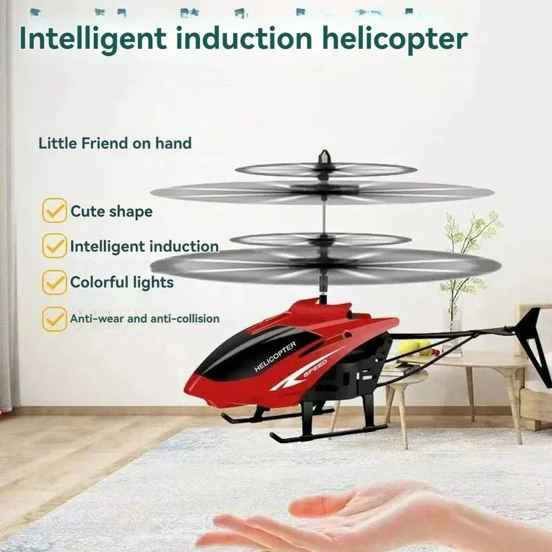 Rechargeable Mini RC Helicopter - Wireless Remote Control Infrared Induction Aircraft Toy for Kids
