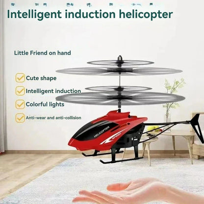 Rechargeable Mini RC Helicopter - Wireless Remote Control Infrared Induction Aircraft Toy for Kids