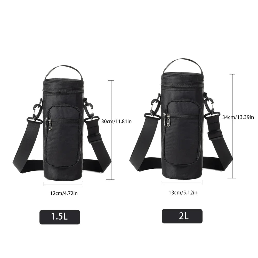 1L/2L Insulated Water Bottle Cooler Bag - Oxford Cloth Refrigerated Storage Pouch for Travel, Hiking & Climbing