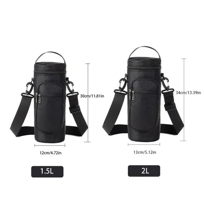 1L/2L Insulated Water Bottle Cooler Bag - Oxford Cloth Refrigerated Storage Pouch for Travel, Hiking & Climbing