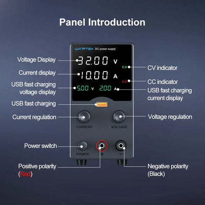 Wanptek DC Power Supply – Adjustable 30V 10A / 60V 5A Lab Bench Voltage Regulator, Variable 120V 3A Power Supply