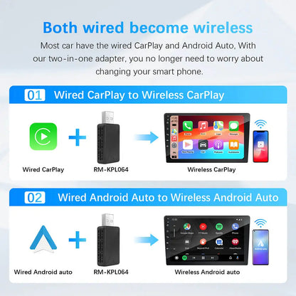 2024 Mini Apple CarPlay Wireless Adapter – Bluetooth and WiFi Dongle for Fast, Plug and Play Connection in OEM Wired CarPlay Vehicles