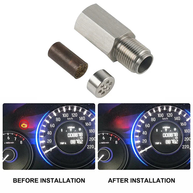 Oxygen Sensor Adapter – Car Check Engine Light Fix, O2 Sensor Spacer & Mini Catalytic Converter