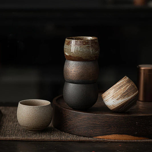 Japanese Handmade Stoneware Tea Cup – Small Kung Fu Single Teacup Vintage Style