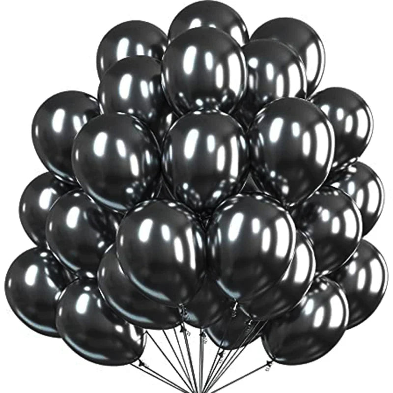 12 Inch Color Metal Confetti Balloons - Gold and Silver Round Latex Balloons for Anniversary, Wedding, and Birthday Party Decor