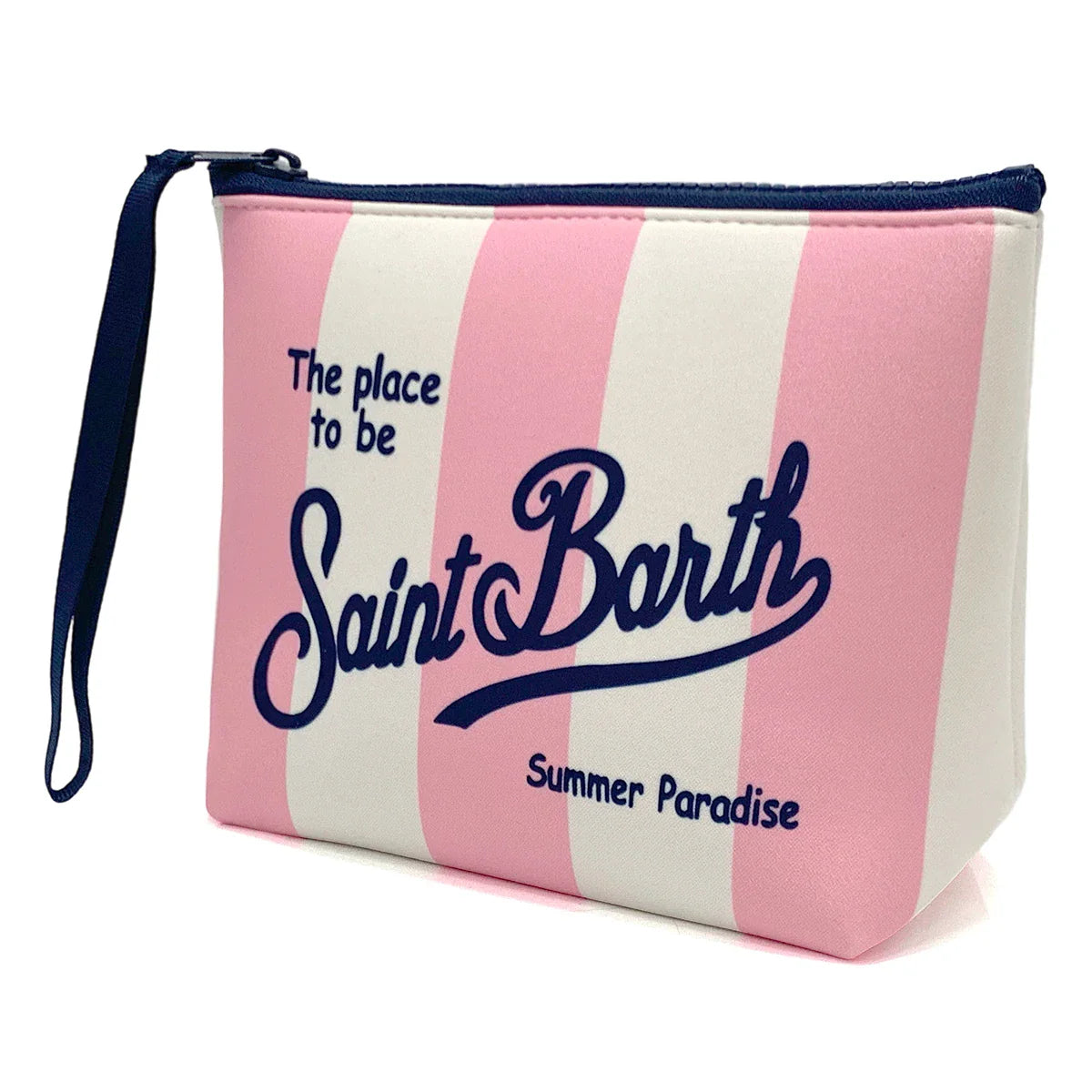 S-Saint B-Barth Striped Neoprene Zip-Up Clutch – Unisex Cosmetic & Toiletry Makeup Bag for Women
