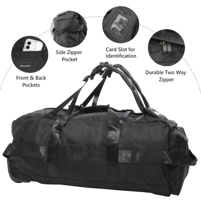 80L Rolling Duffle Bag with Wheels – 31" Heavy-Duty Foldable Travel Duffel, Water-Resistant Luggage with Shoulder Strap