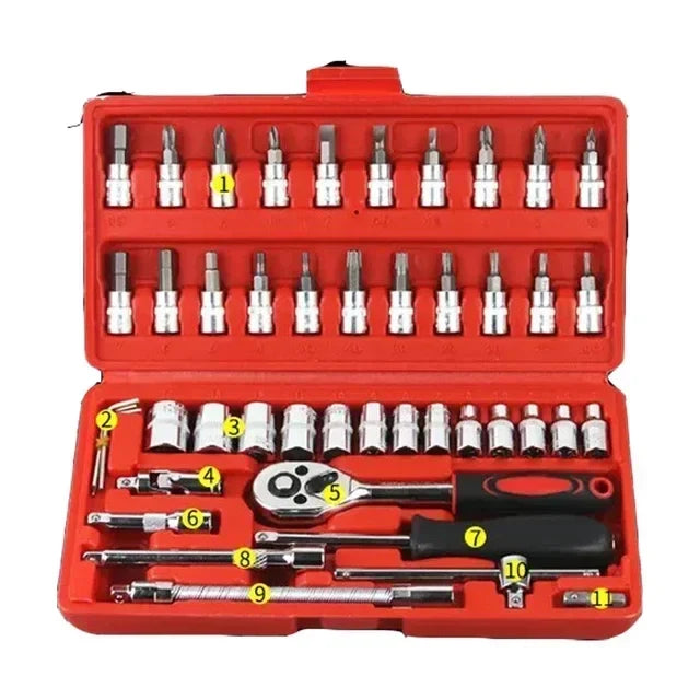 Motorcycle Tool Kit Set - 150/46PCS Ratchet Wrench Socket Set for Auto Repair & Maintenance
