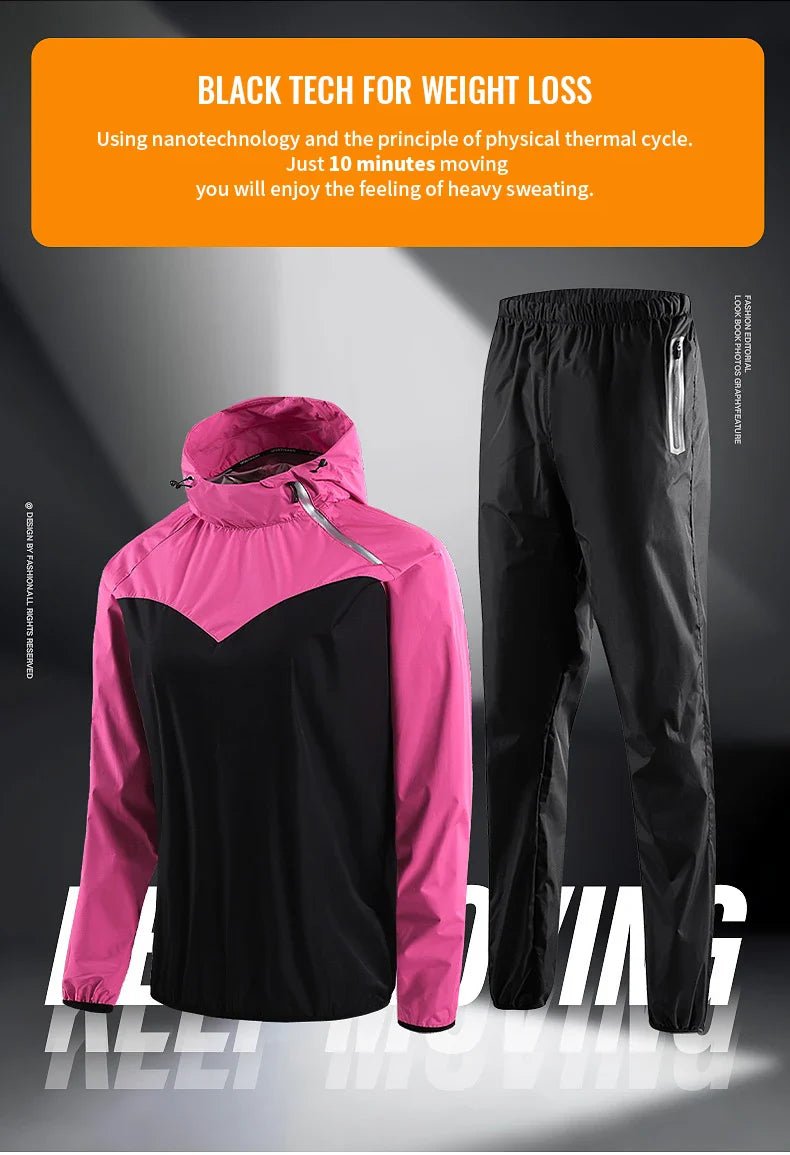 Unisex Sauna Suit Gym Set – Full Body Sweating Sportswear for Men & Women, Boxing, Running, Fitness & Weight Loss Tracksuit