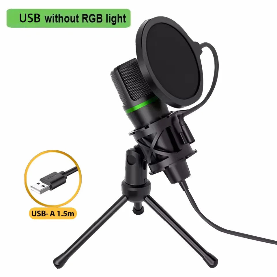 USB Condenser Microphone - Professional RGB Streaming Mic for PC, Laptop, Gaming, Podcast & Live Recording