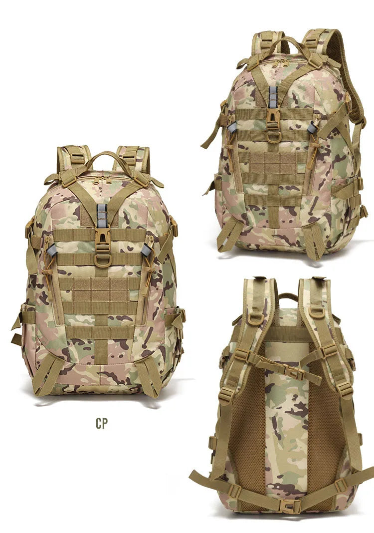40L Tactical Reflective Backpack – Molle Camouflage Rucksack for Outdoor Hiking, Camping, Hunting & Travel