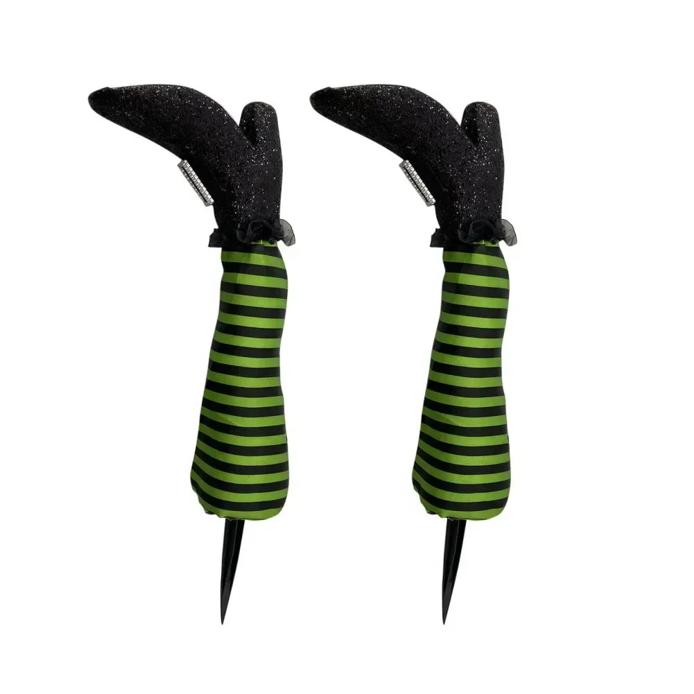2pcs Halloween Witch Leg Yard Stakes - Evil Witch Outdoor Garden Lawn Decor & Party Decoration Props