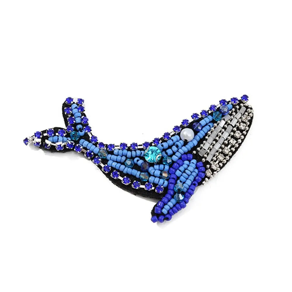 3D Marine Animal Patches - Handmade Beaded Seahorse Starfish Crab DIY Sewing Accessories for Clothing Decor