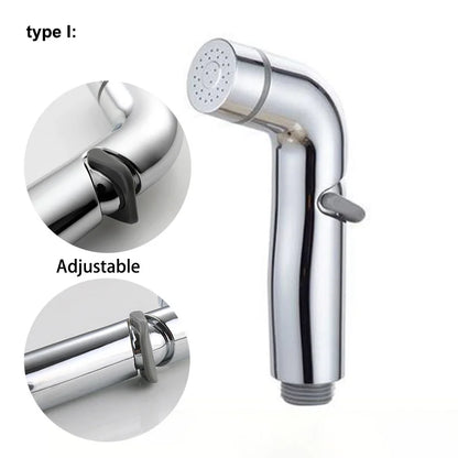 White Silver ABS Toilet Bidet Sprayer - Self-Cleaning Handheld Bathroom Shower Head with Faucet Nozzle, Hose & Holder Set