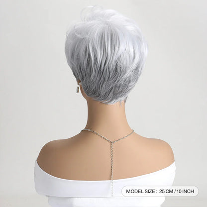Short Natural Straight White Wig for Women – Heat-Resistant Daily & Party Wig