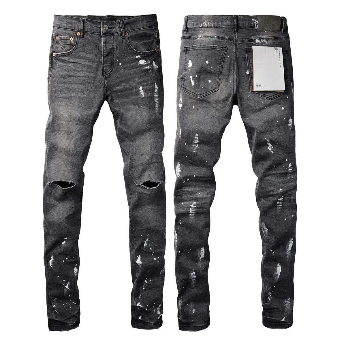 2025 Men’s High Street Ripped Skinny Jeans — Low Rise Blue Distressed Denim Fashion Repair Trousers 9003