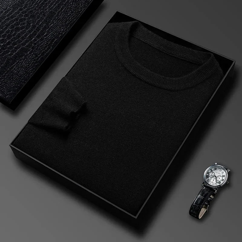 Men's Casual Diamond Pattern Sweater - Round Neck Long Sleeve Knitted Fashion Pullover Versatile Top