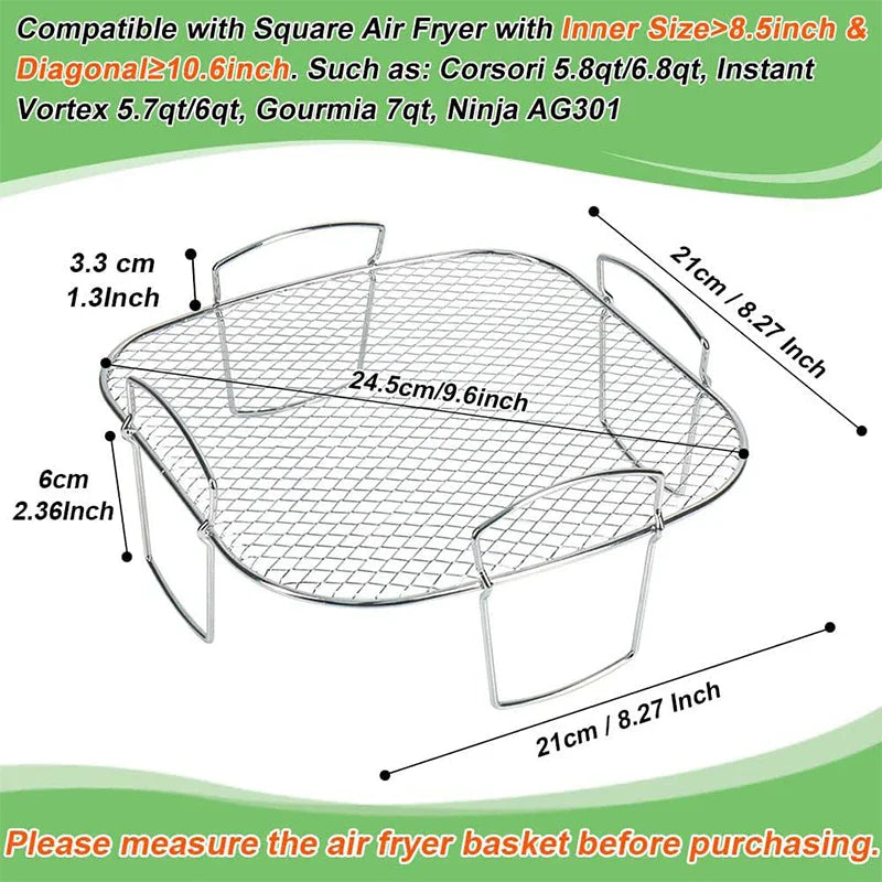 Air Fryer Baking Accessories Set – Wire Oven Grill Rack for 3-5.8QT COSORI, Gowise, Phillips, Ninja, Cozyna