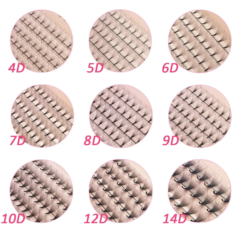 Goddess Premade Volume Lash Fans — 4D to 20D Faux Mink Individual Eyelash Extensions, Pointy Stem 320 Fans