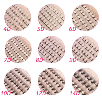 Goddess Premade Volume Lash Fans — 4D to 20D Faux Mink Individual Eyelash Extensions, Pointy Stem 320 Fans