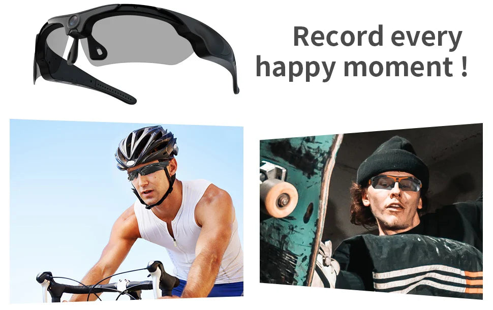 HD 1080P Mini Glasses Camera – Outdoor Bicycle, Motorcycle Security, Polarized Lens Sunglasses with Video Camera Sports Cam
