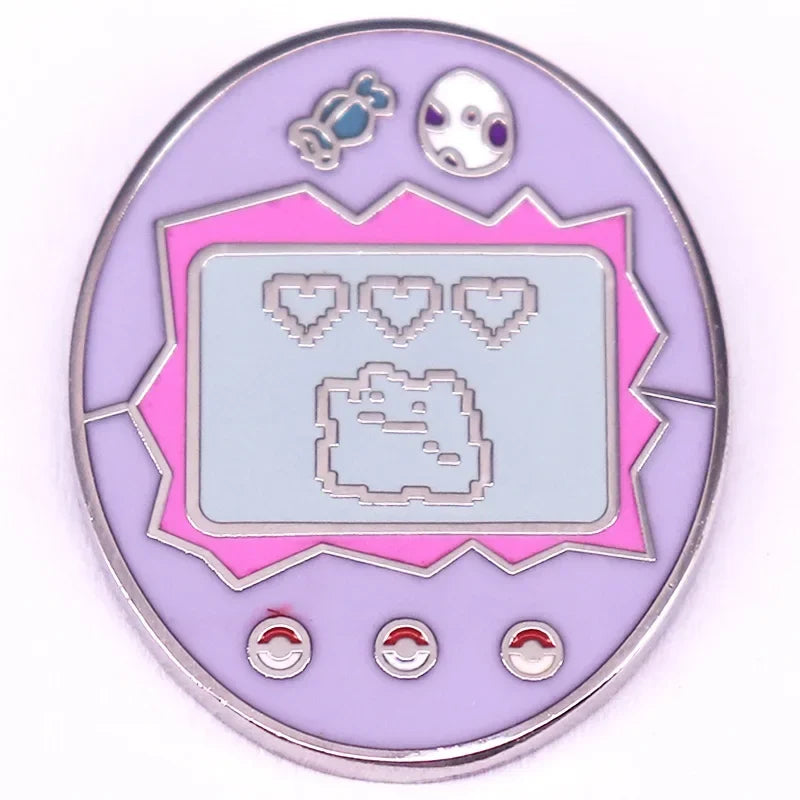 Cute Elf Tamagotchi Enamel Pin - Game Console Badge Brooch for Fans