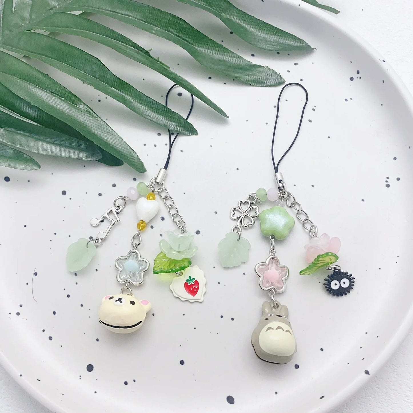 Handmade Cat Phone Charm - Four Leaf Clover Beaded Y2K Fairy Core Keychain & Bag Pendant Accessory