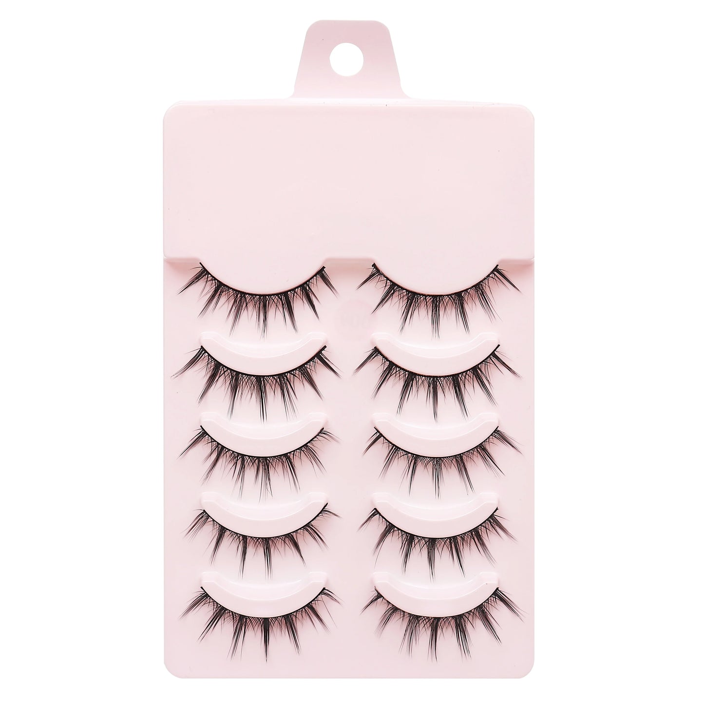 Manga Lashes 5 Pairs – Anime Cosplay Faux Mink Short Full Strip Lashes, Korean Natural Look, Clear Band Soft Eyelash Extensions