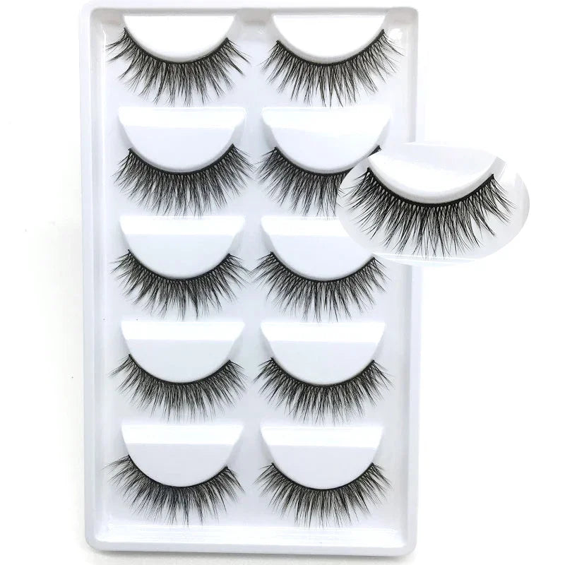 5 Pairs 3D Real Mink False Eyelashes – Soft Natural Look Eyelash Extensions for Makeup & Daily Wear