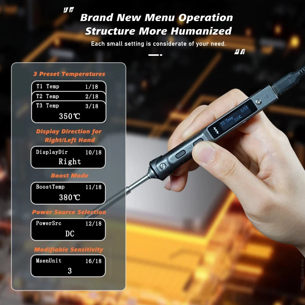 TS101 90W Mini USB Soldering Iron - Digital Adjustable Temperature Electric Solder Station with PD Charger Support
