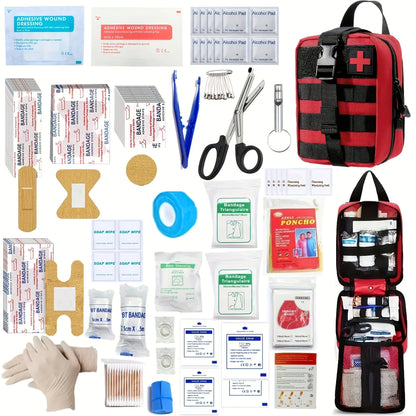 205PCS Universal First Aid Kit - Compact Emergency Medical Supplies for Home Travel Outdoor Camping and Safety