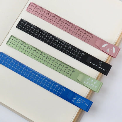 2PCS Metal Bookmark Ruler - 10cm Aluminum Double-Sided Metric Measuring Scale Tool