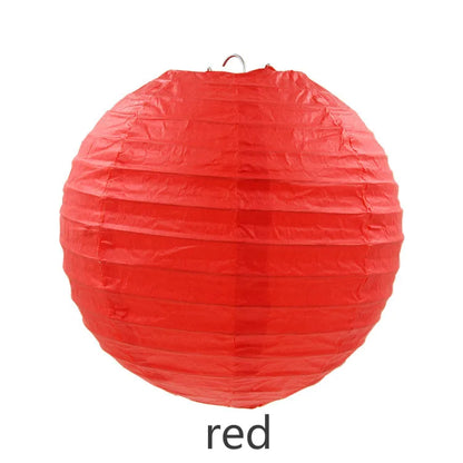 Round Paper Lantern Hanging Ball Decor for Wedding & Birthday Party, DIY Lampion Craft Supplies in White, Red & Blue