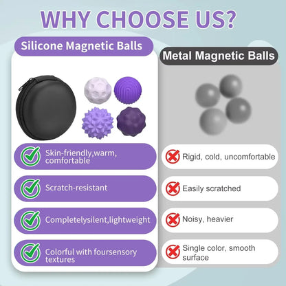 Silicone Magnetic Sensory Balls – Calming Fidget Toy for Kids & Adults, Autism, Anxiety & Stress Relief