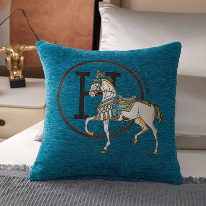 Croker Horse 45cm Throw Pillow Cover – Luxury Embroidered Cushion for Sofa & Couch, Modern Style, 1 Pack