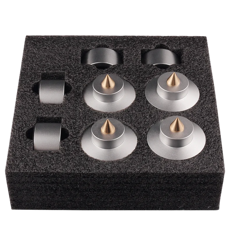 4-Piece Aluminum Audio Amplifier Shock Absorber Feet – HiFi Speaker & CD Player Anti-Vibration Pads