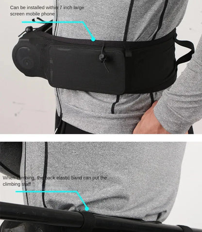 Large Capacity Sports Fanny Pack — Multi-Functional Running, Cycling & Hiking Bag with Elastic Mesh for Phone & Water Bottle