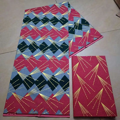 Real Ankara Wax Lace Fabric - 100% Cotton Nigerian Gold Print, 6 Yards Ghana Style Party Dress Material