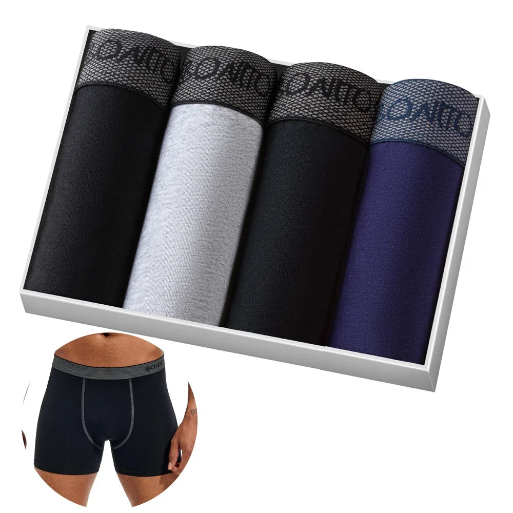 4pcs Men Cotton Boxer Shorts - Soft Comfortable Male Underwear Briefs Couple Boxers Set