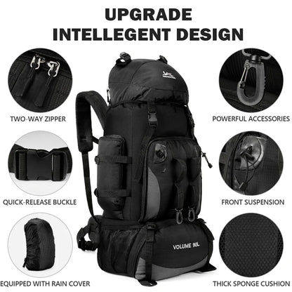 90L Waterproof Hiking & Camping Backpack - Large Capacity Outdoor Trekking Rucksack for Travel & Sports