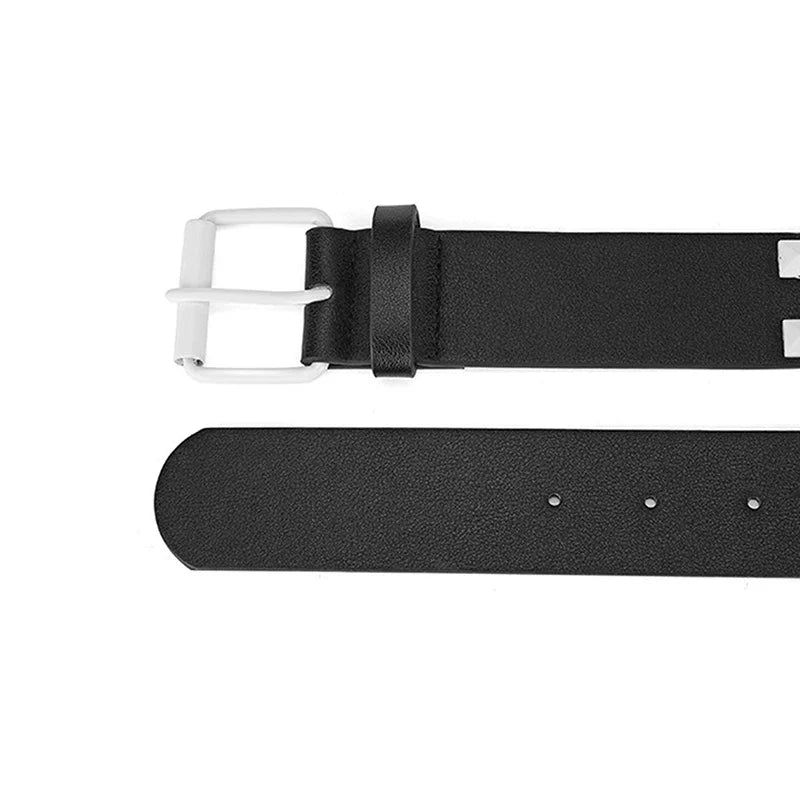 Personalized Rivets Checkerboard PU Leather Belt – 107CM Universal Hip-Hop Punk Fashion Belt for Men & Women