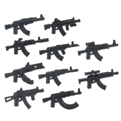 Military Building Blocks Soldier Set - Tactical Weapons Figures with Gatling Gun, Rifle, Mortar & Accessories Toy Kit