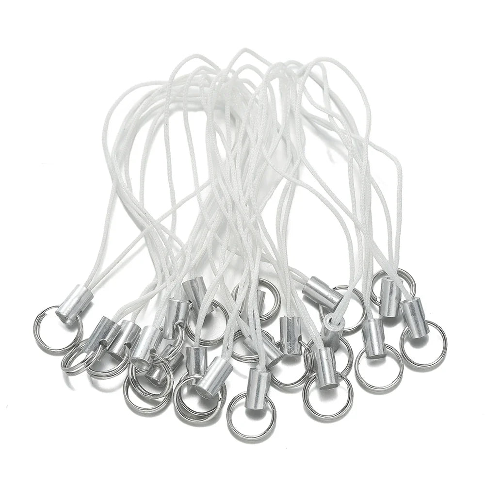 20/50pcs Polyester Lanyard Cord - Double Jump Ring Rope for Keychains, Phone Straps, DIY Crafts & Jewelry Making