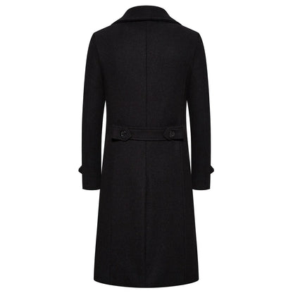 Unisex Long Wool Coat – Elegant Double-Breasted Slim Windbreaker Jacket for Autumn Daily Fashion