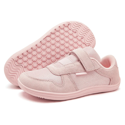 HOBIBEAR Kids Wide Toe Barefoot Shoes – Minimalist Hook & Loop Sneakers, Lightweight Artificial Leather Mesh for Little & Big Kids