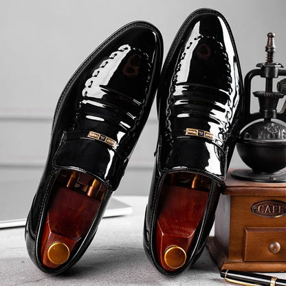 Men’s Patent Leather Oxford Shoes - Classic Slip-On Business, Wedding, Party and Office Dress Shoes Plus Size