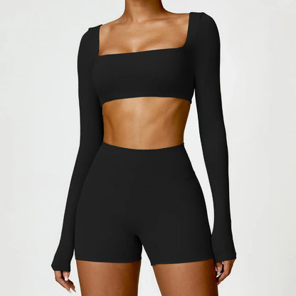 2Pcs Women's Yoga Sports Set - Quick Dry Long Sleeve Workout Tracksuit for Gym & Running