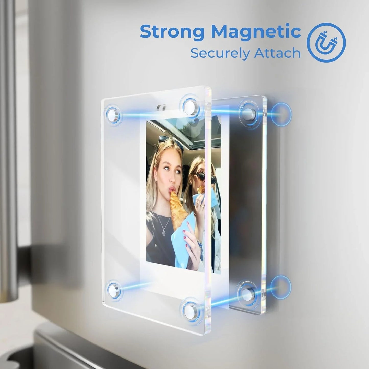 Acrylic Magnetic Photo Frames – 6x9cm Double-Sided Clear Fridge Display Frame, Home Decor Magnet (2.46x3.54 Inch)